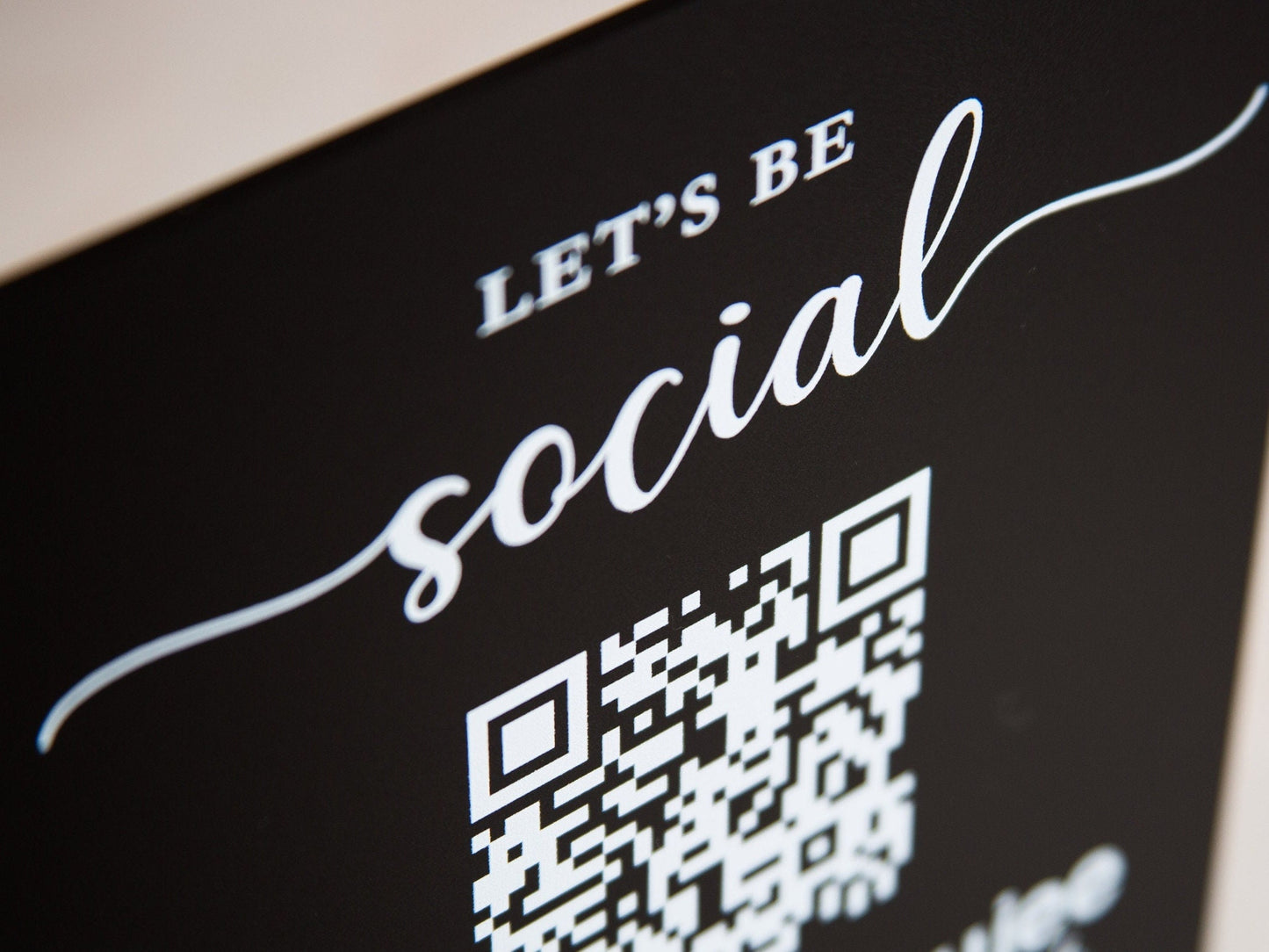 QR Code Social Media Sign w/ Wood Stand - 6.5 x 7.75" Logo Optional Scannable Acrylic Instagram Website Sign for Business Salon Restaurant