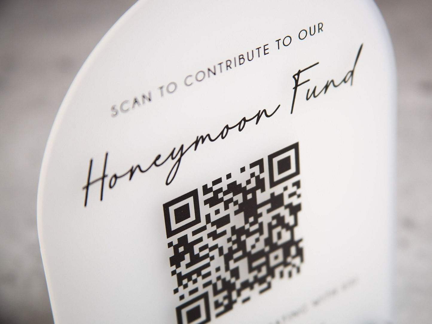 Arched QR Code (Wedding Sign) - 6x7.75" Scannable Acrylic Sign, Wedding Cash Gift Table Decoration, Venmo Paypal Donation