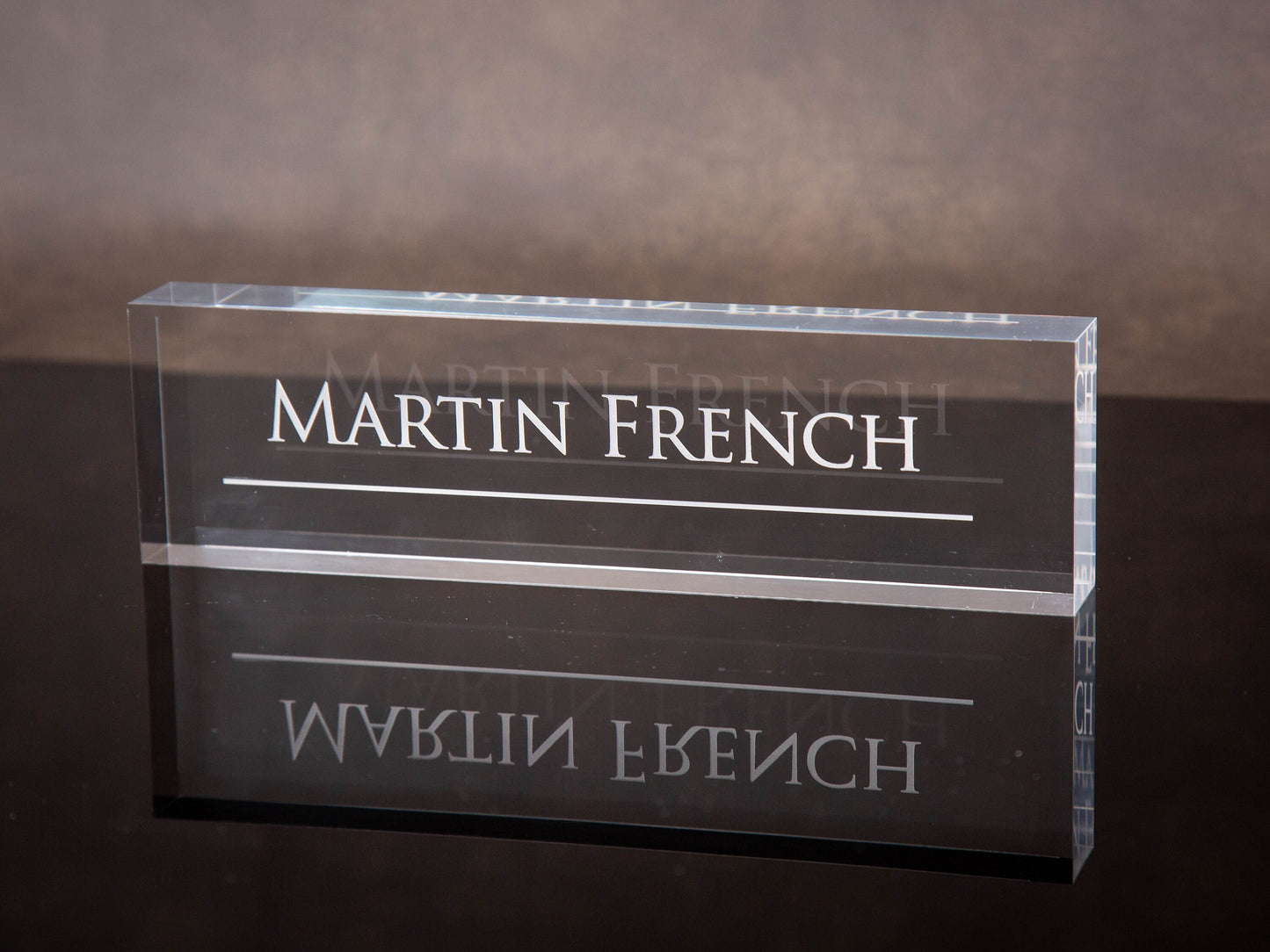 Engraved Desk Block - Minimal Executive Desk CEO Sign, New Job Home Office School Decor, Promotion Gift for Husband, Teacher Appreciation