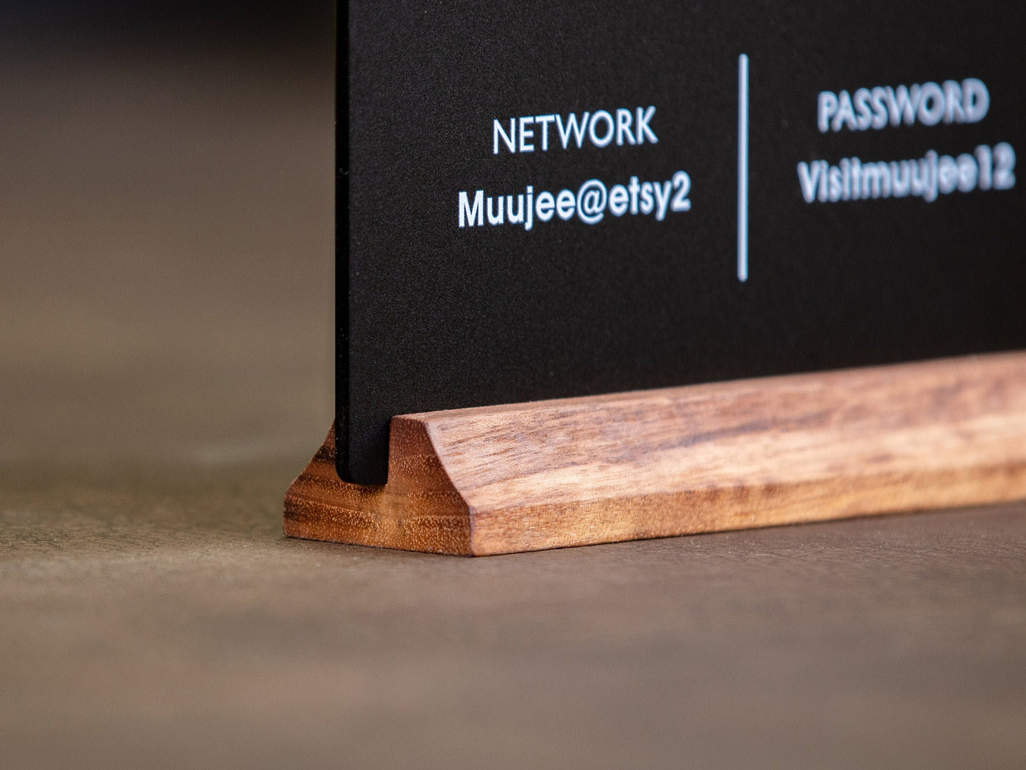 QR Code Wifi Acrylic Sign w/ Wood Base - 6x7.75" Table Sign for Home & Airbnb Rental, Sign for Small Business Office Signage, Salon Spa Wifi