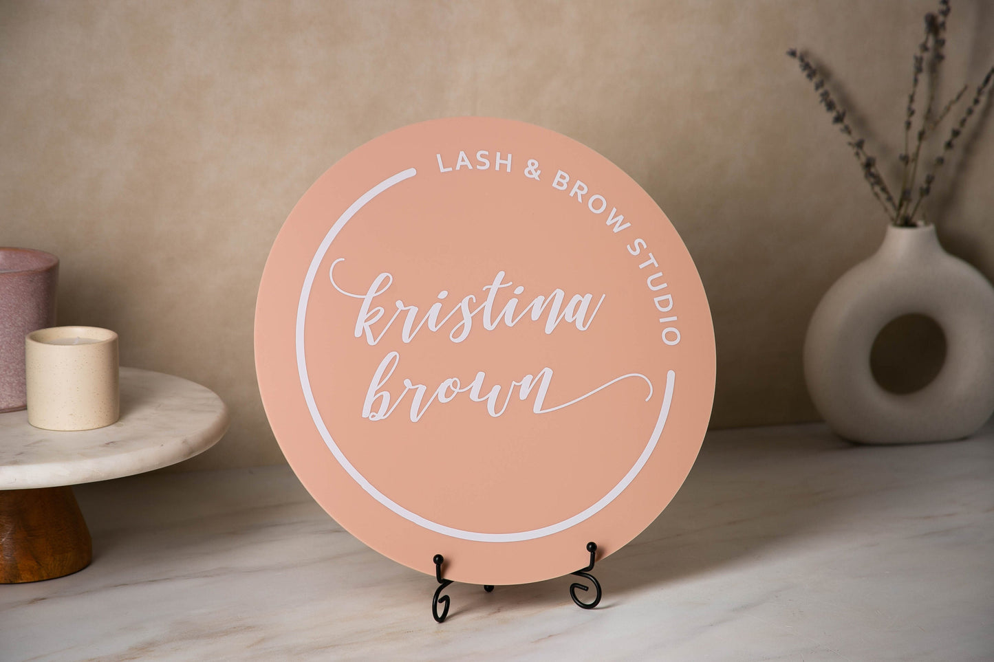 Round Acrylic Sign (Logo) w/ No Holes - custom signage for office door, small business logo sign, girl boss mom gift for business owners