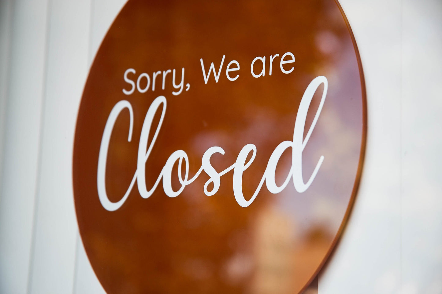 Round Hanging Acrylic Sign (Open & Closed) Double Sided w/ White Rope - Back to back custom signage office home rental door, small business