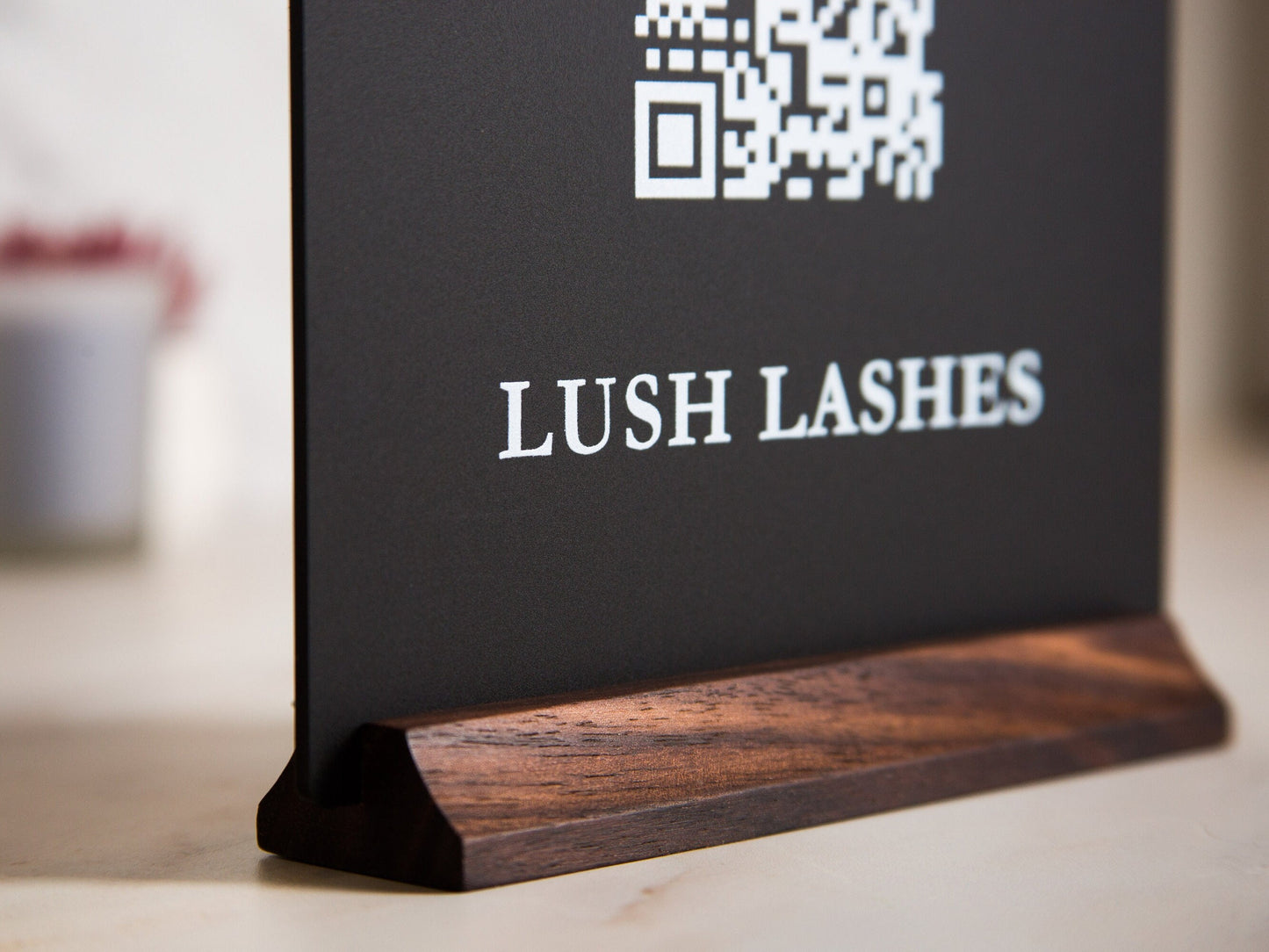 QR Code Scan to Pay w/ Wood Stand - Scannable Acrylic Sign to Pay Venmo Paypal Cashapp Table Sign for Salon Restaurant Bars Small Business