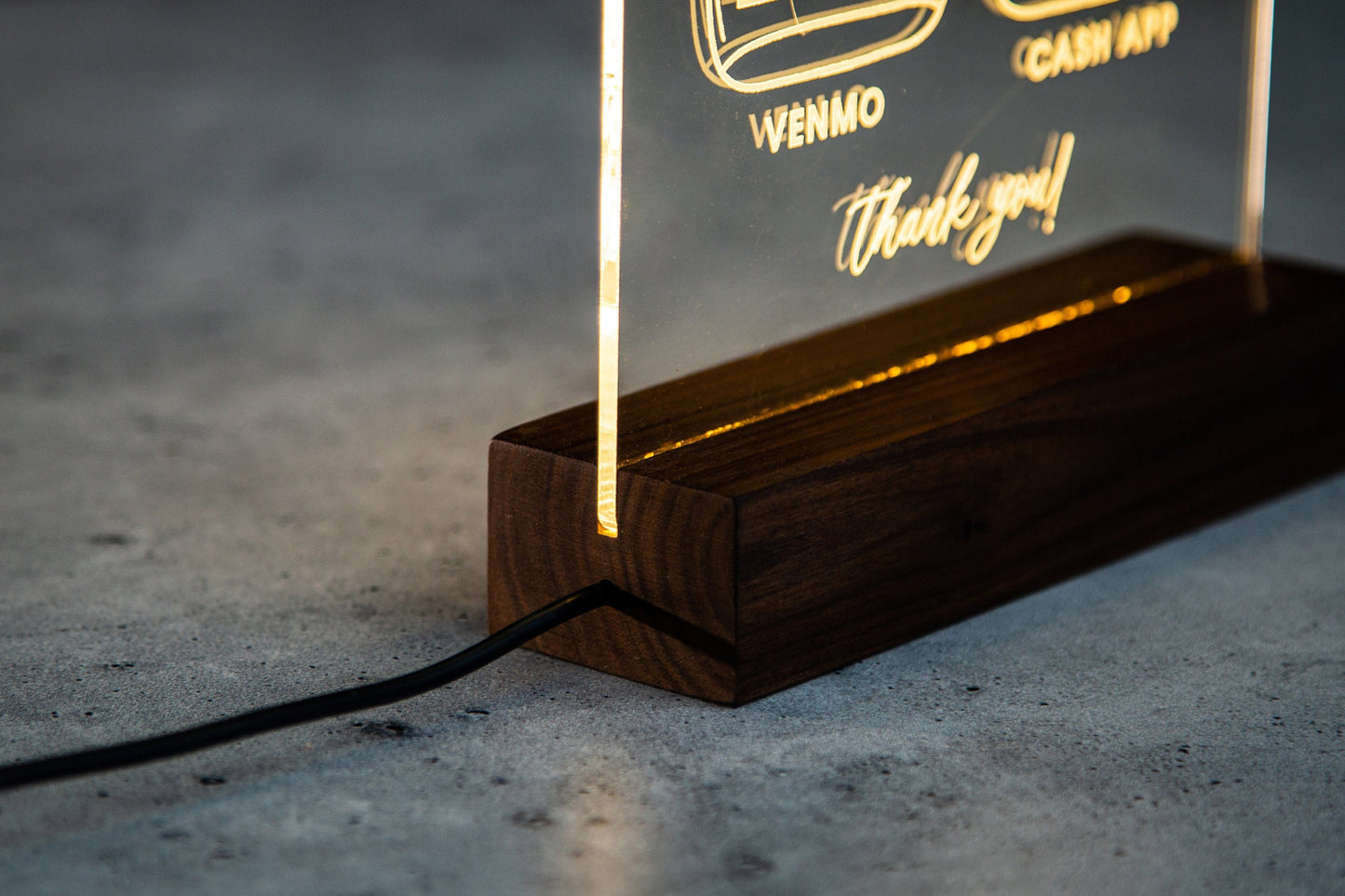 Arched QR Code Sign & Light Up LED Stand (Virtual Tip Jar) - Scan for Tips Payment Venmo Paypal Cashapp, Restaurant Bars Bartender Sign