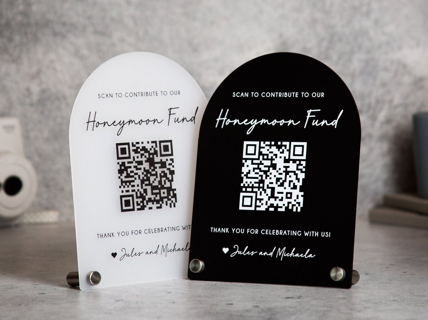 Arched QR Code (Wedding Sign) - 6x7.75" Scannable Acrylic Sign, Wedding Cash Gift Table Decoration, Venmo Paypal Donation