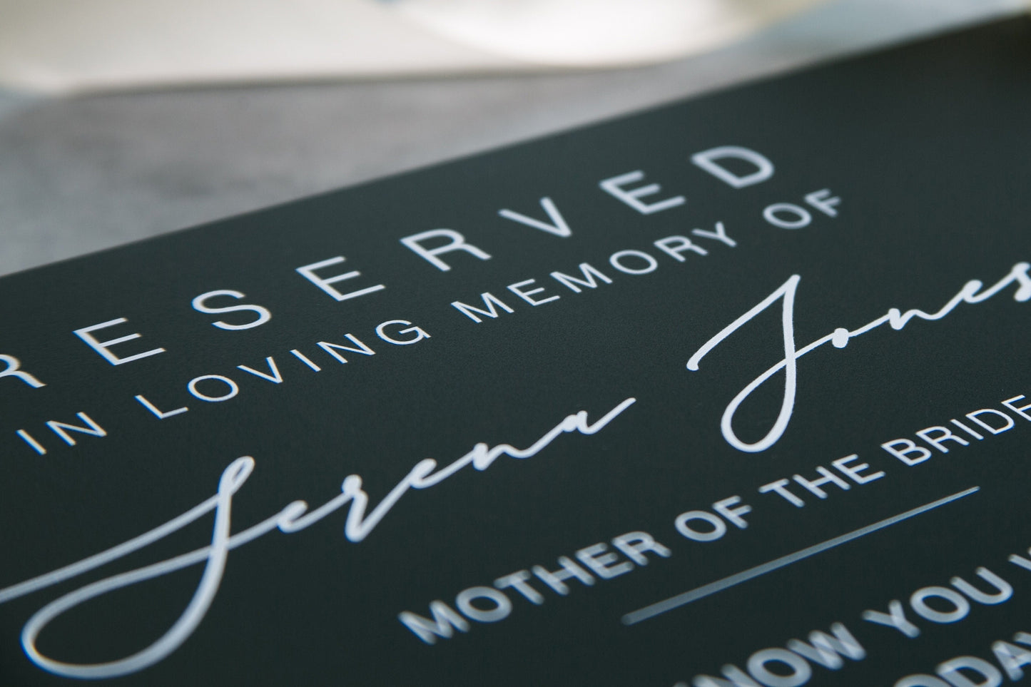 Reserved Acrylic Sign with Wood Stand - Personalized In Loving Memory Sign for Wedding Chair Aisle Seat Saver Memorial Banner Loss In Honor