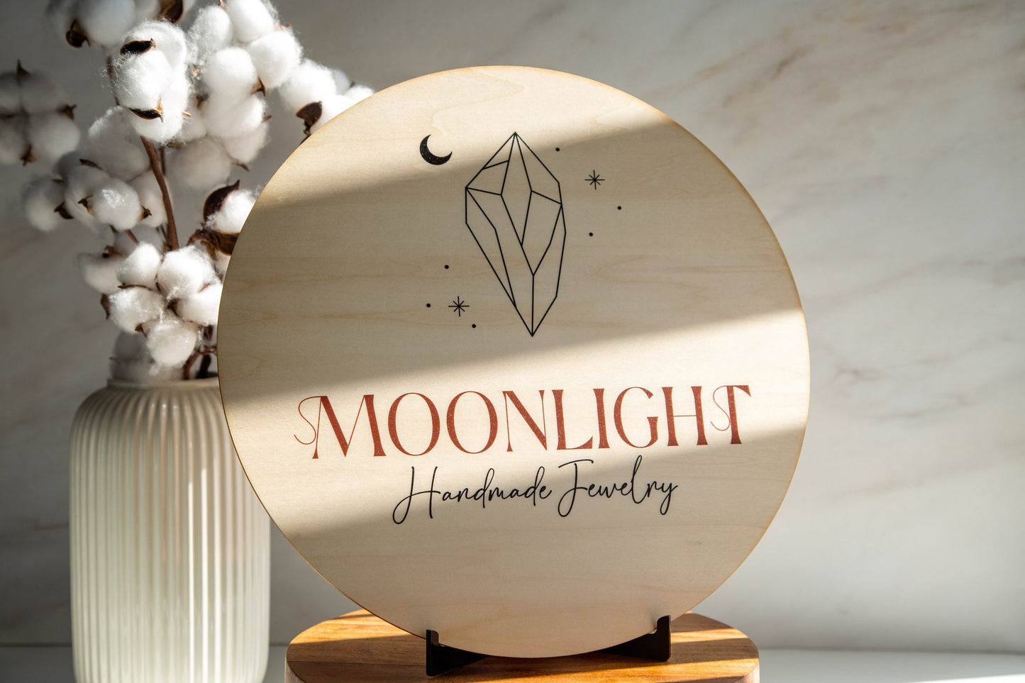 Custom Round Wooden Sign - Small Business Booth Your Actual Logo Minimalist Display Sign Store Front Small Shop Logo Circle Wooden Handmade