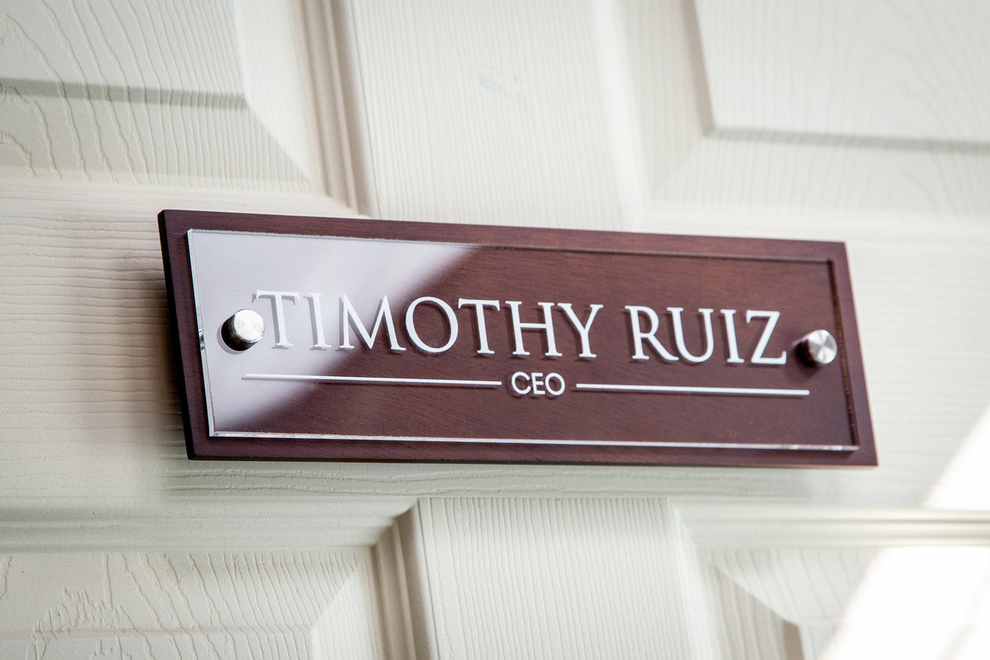 UV Printed Wood Acrylic Wall Sign - Personalized Name Office Executive CEO Sign New Job Position Business Decor, Birthday or Promotion Gift