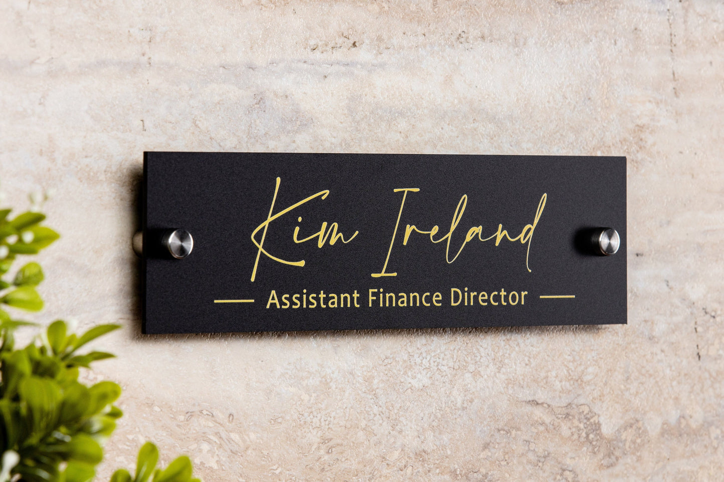 Personalized Wall Sign Name Plate (Gold Text) - 10x2.75" Door Office Sign, Executive CEO Sign, New Job Office Decor Promotion Mom Dad Gift