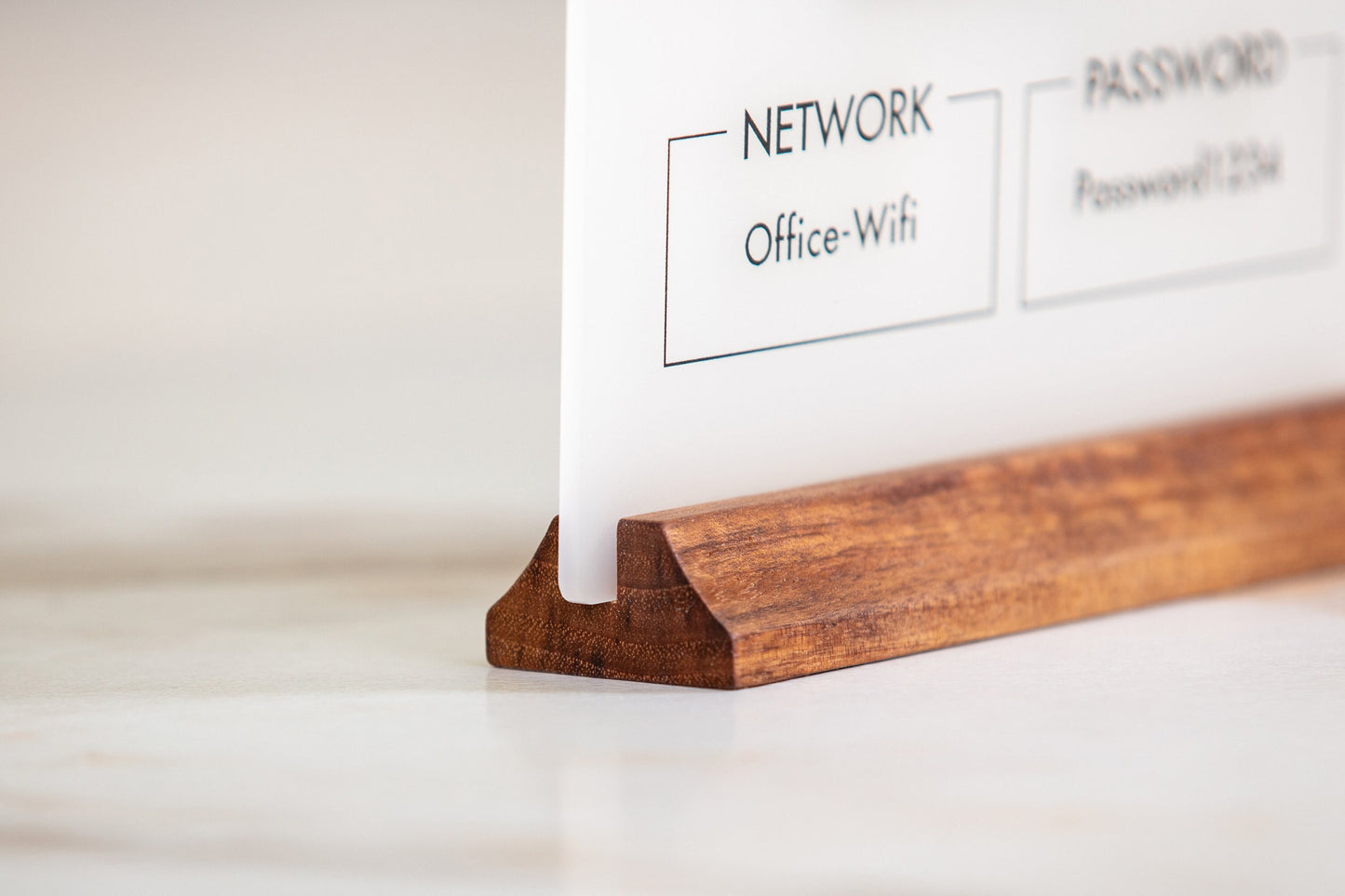 QR Code Wifi Acrylic Sign w/ Wood Base - 6.5 x 7.75" Table Sign for Home & Airbnb Rental, Small Business Nail Salon Restaurant Bar Signage