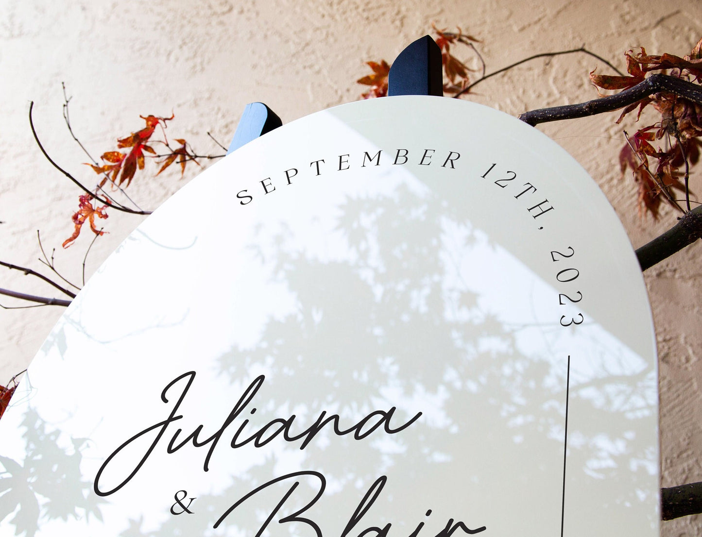 Personalized Arched Acrylic Wedding Welcome Sign (Design 3) - Baby Pink Welcome To Our Wedding Venue Entrance Display with Bride Groom Name