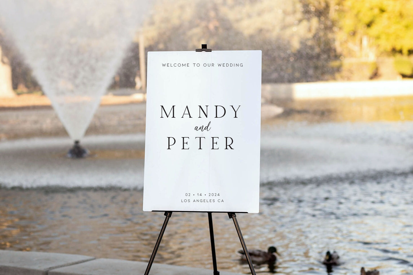 Personalized Acrylic Wedding Welcome Sign (Design 2) - Engagement Gift Bridal Party Event Outdoor Beach Wedding Ceremony Date Signage