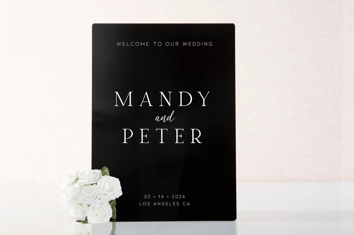 Personalized Acrylic Wedding Welcome Sign (Design 2) - Engagement Gift Bridal Party Event Outdoor Beach Wedding Ceremony Date Signage