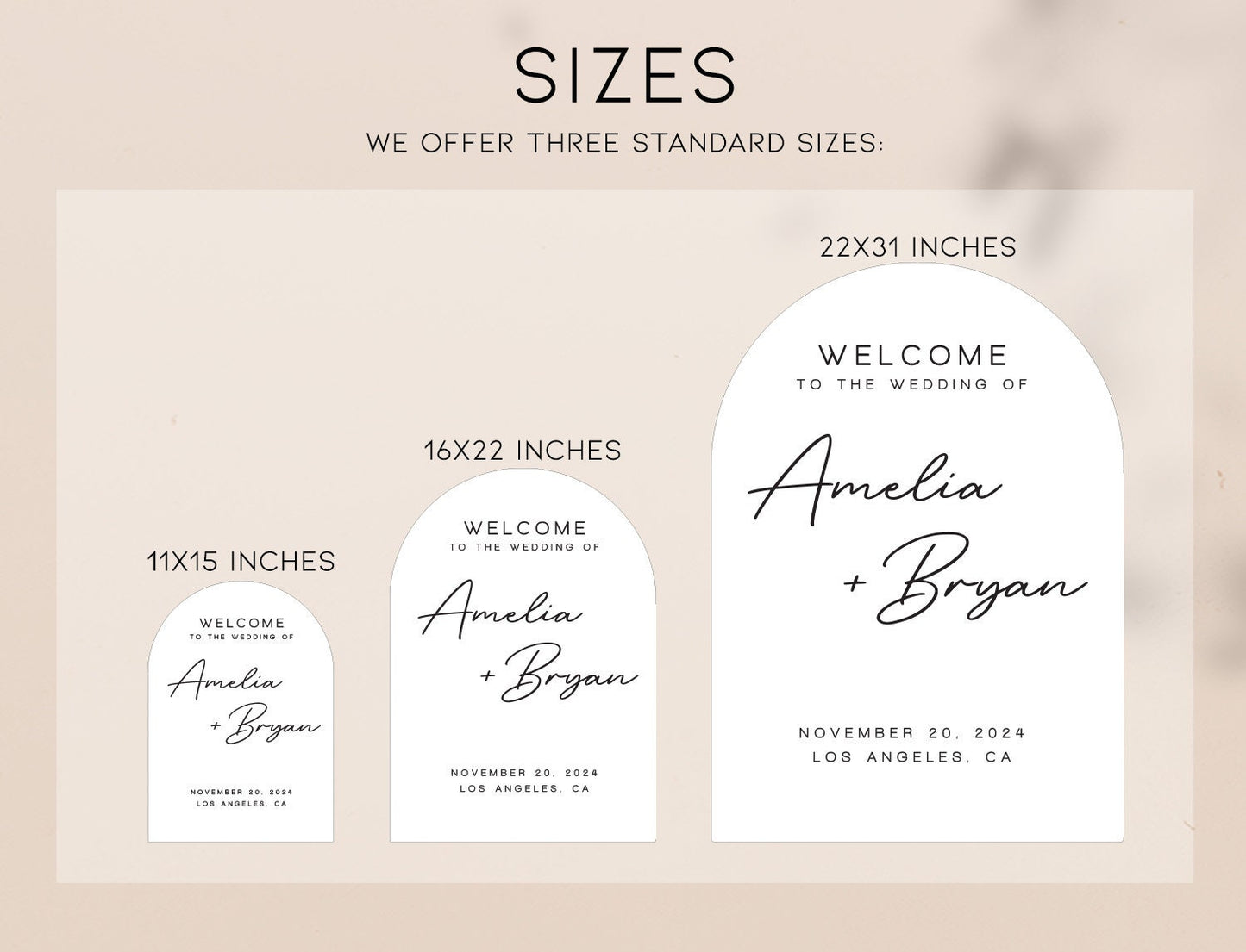 Personalized Arched Acrylic Wedding Welcome Sign (Design 2) - Ceremony Bridal Engagement Party Rehearsal Dinner Signage Venue Decor Gift