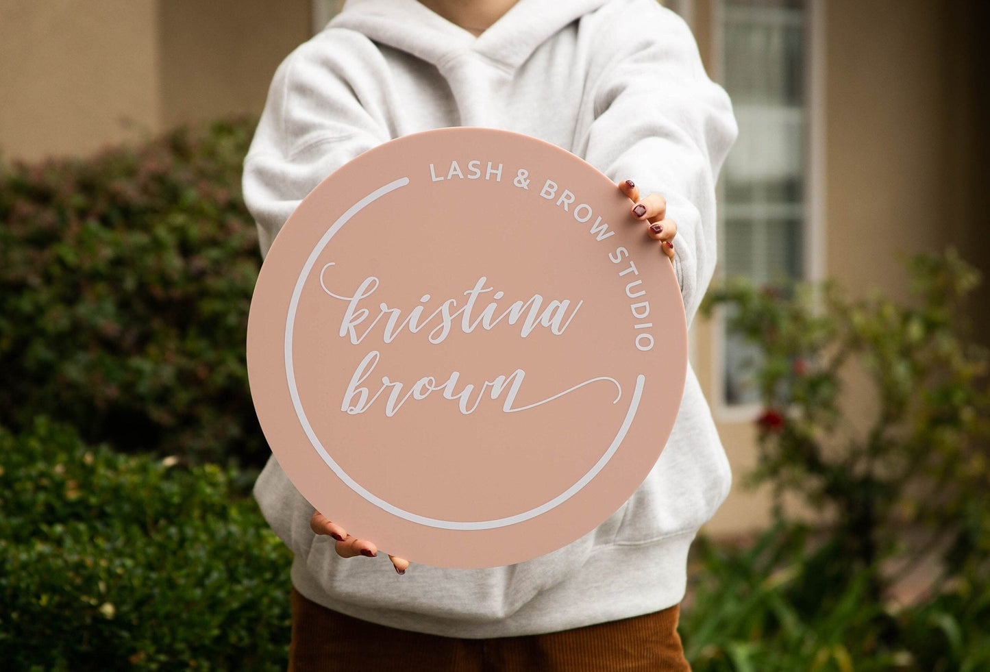 Round Acrylic Sign (Logo) w/ No Holes - custom signage for office door, small business logo sign, girl boss mom gift for business owners