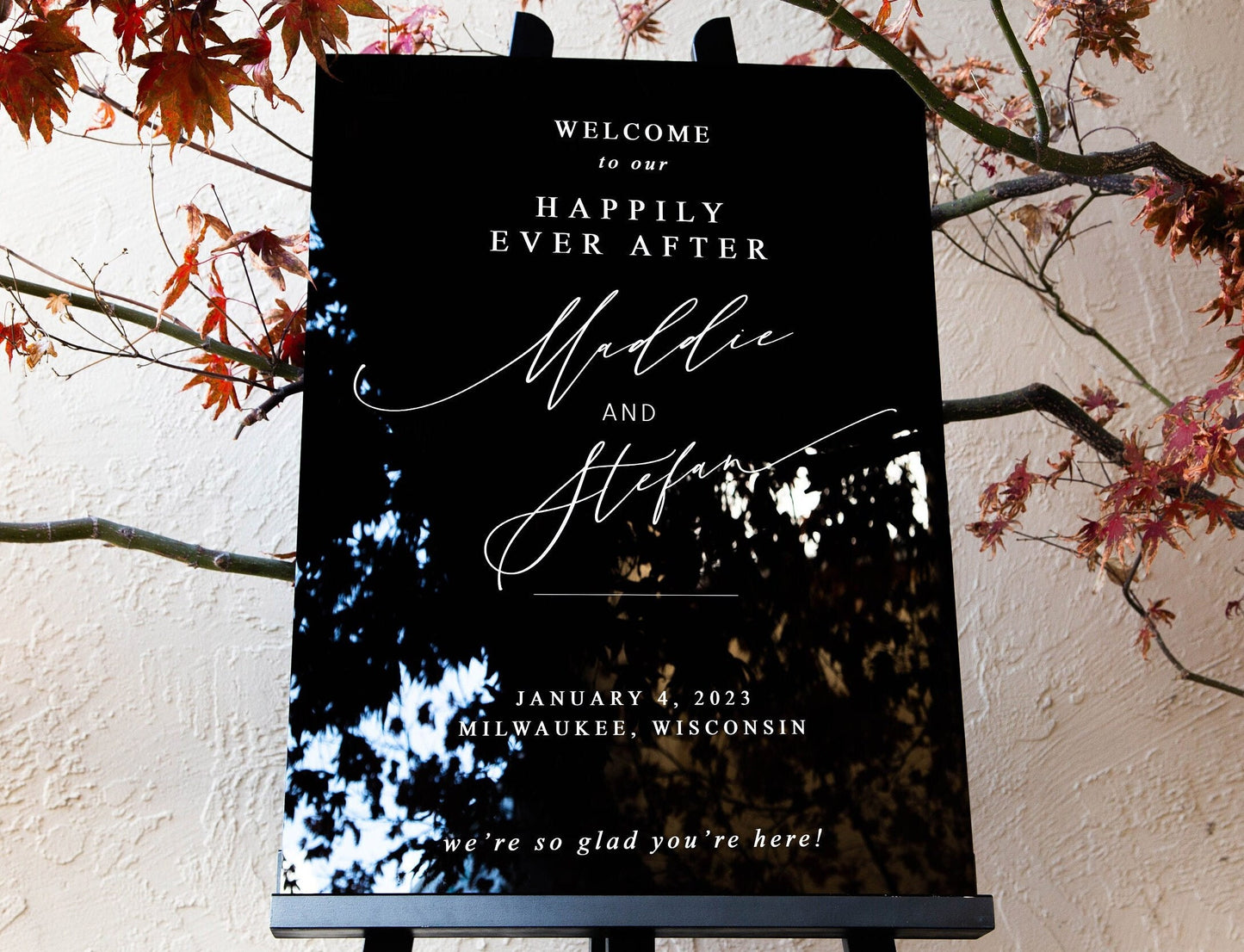 Personalized Acrylic Wedding Welcome Sign (Design 1) - Custom Modern Bridal Event Engagement Party Rehearsal Dinner Nuptials Signage