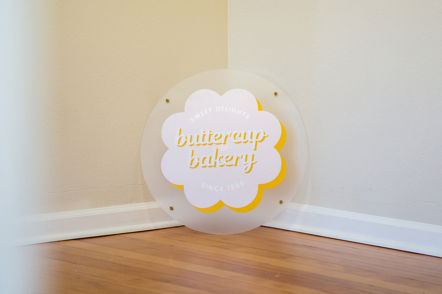 Frosted Round Wall Sign With 4 Holes - Custom Small Business Logo Sign for Beauty Salon Owners, Hair Nail Stylist Makeup Massage Skincare