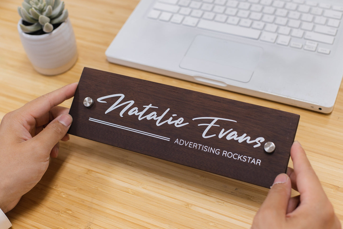 Wood Wall Sign Name Plate - UV Printed Personalized Door Office Sign, Executive CEO Sign, New Job Business Decor, Birthday, Promotion Gift