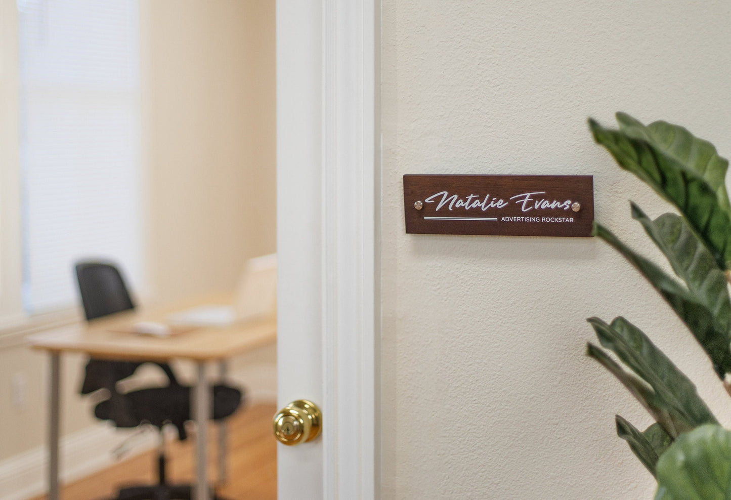 Wood Wall Sign Name Plate - UV Printed Personalized Door Office Sign, Executive CEO Sign, New Job Business Decor, Birthday, Promotion Gift