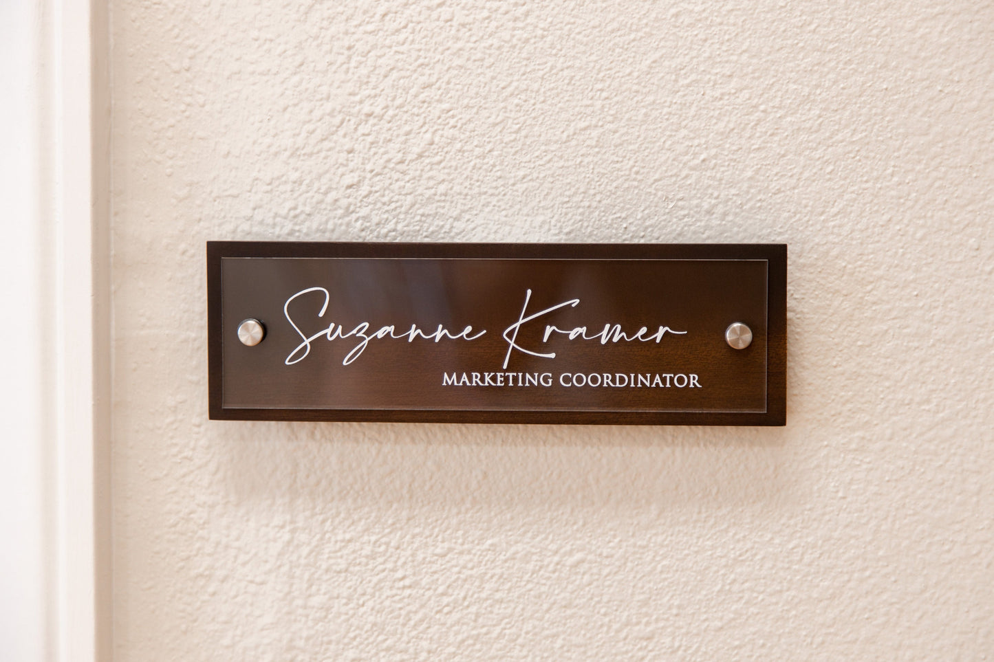 UV Printed Wood Acrylic Wall Sign - Modern Name Title Display New Business Promotion Gift for Husband Coworker Staff Employee Office Decor