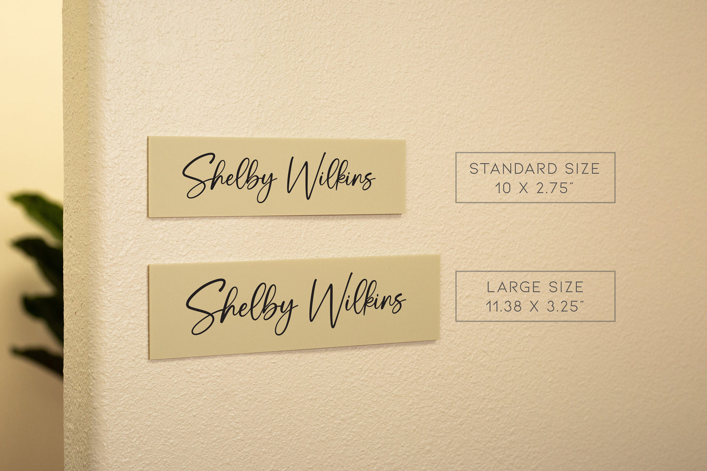 Wall Sign Name Plate (No Hole) D2 - 2 Sizes Personalized Stick on Spa Salon Clinic Studio Cafe Sign, Modern Acrylic Plate for Aesthetic Shop