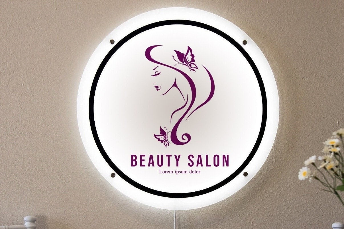 LED Round Sign with 4 Holes - Custom Backlit Acrylic Sign, Round Business Sign, Acrylic Logo Sign, Lighted Logo Sign, Boutique sign