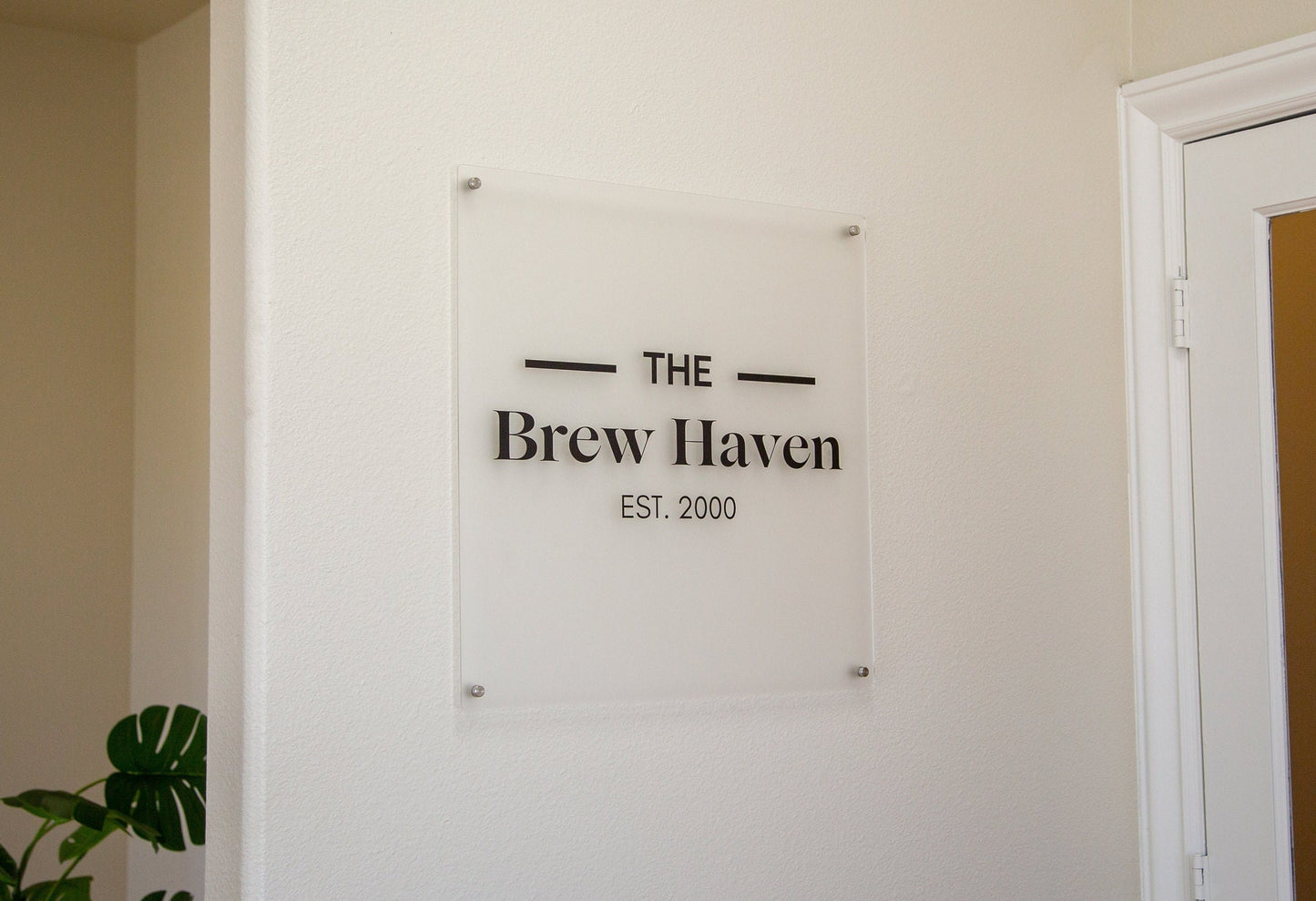 Frosted Square Wall Sign With 4 Holes - Custom Small Business Logo Sign for Beauty Salon Owners, Hair Nail Stylist Makeup Massage Skincare