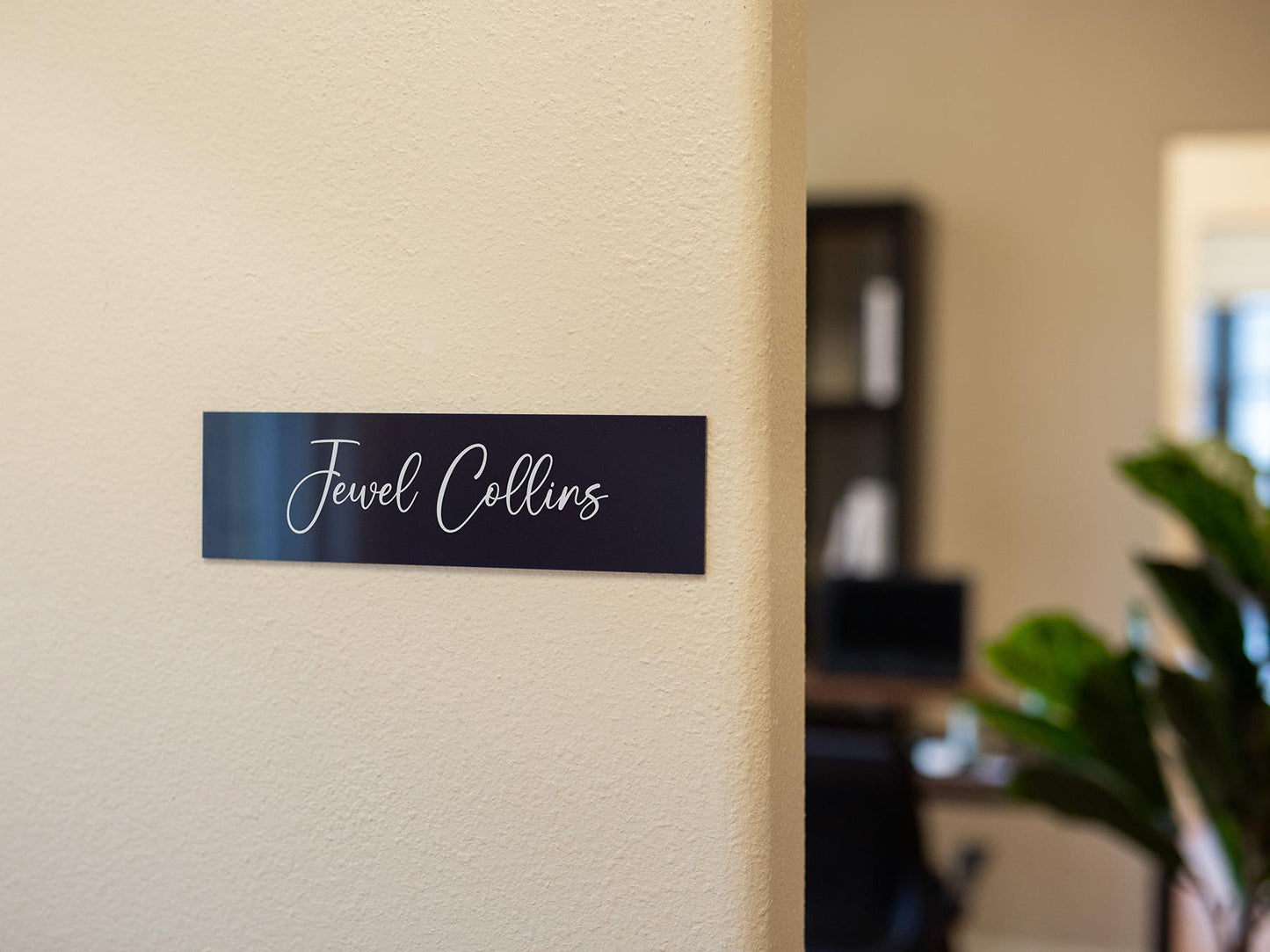 Wall Sign Name Plate (No Hole) D2 - 2 Sizes Personalized Stick on Spa Salon Clinic Studio Cafe Sign, Modern Acrylic Plate for Aesthetic Shop