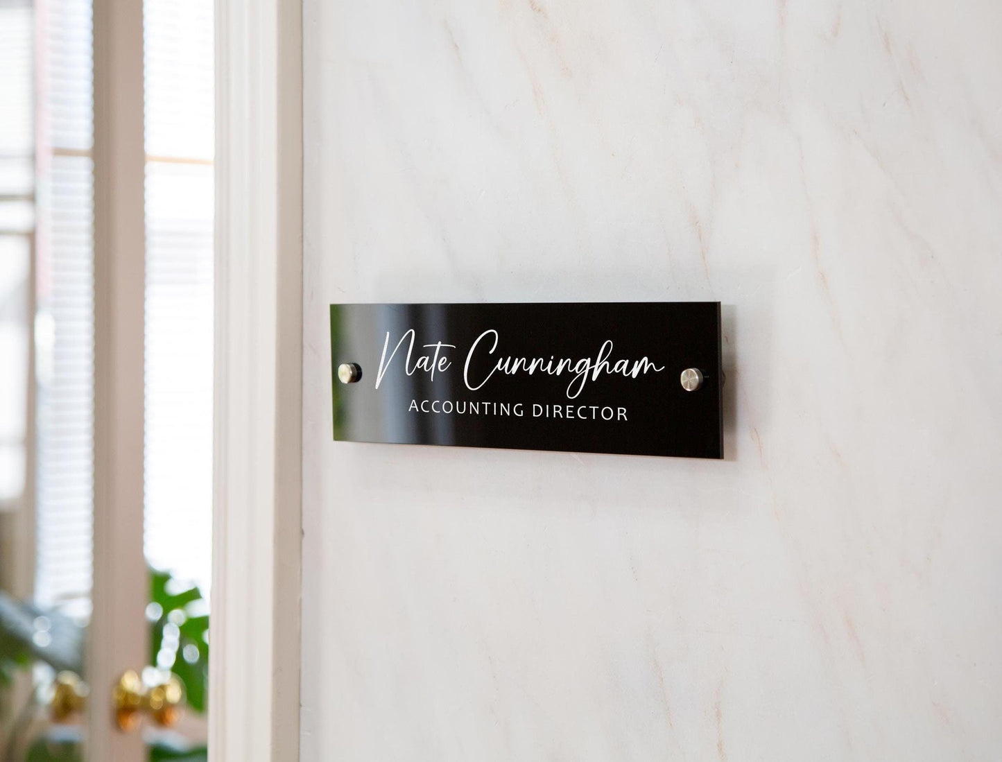 Wall Sign Name Plate (D2)- 2 Sizes Personalized Acrylic Door Office Sign, Aesthetic Decor for Business Boutique Studio Classroom Clinic