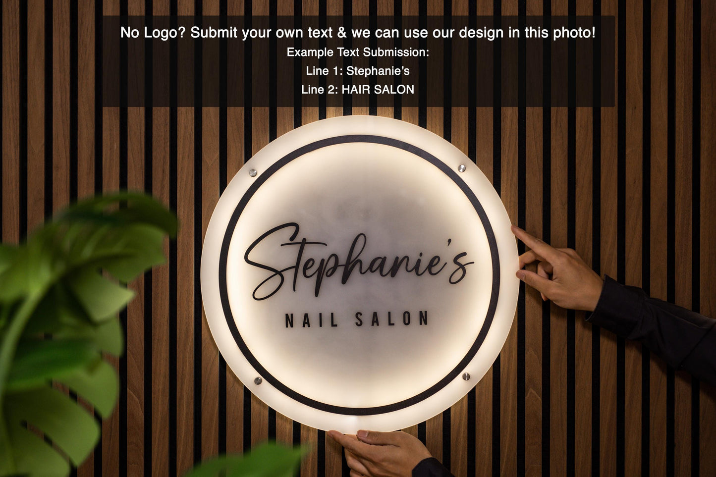 LED Round Sign With 4 Holes - 20in Custom Plug In Light Up Mounted Acrylic Business Logo Small Business Beauty Salon Massage Spa Signage