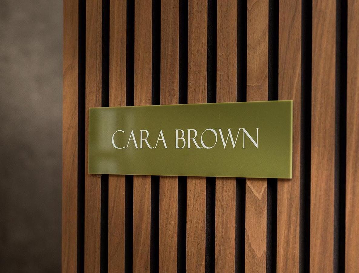 Wall Sign Name Plate (No Hole) D1 - 2 Sizes Personalized Stick on Business School Office Door, Acrylic Plate for Job Role Professional Title