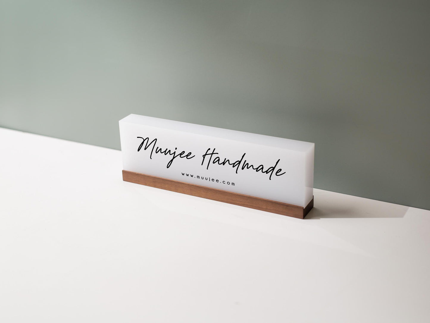 Personalized Acrylic Name Block (D5) - w/ Optional Wooden Base, Minimal Executive Desk Table CEO Sign, Job Office Decor, Graduation Gift