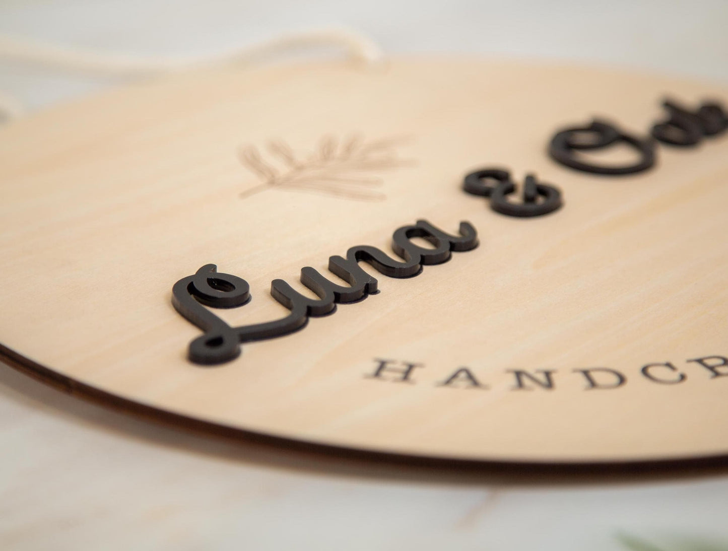 Round Hanging Wooden Sign w/ White Rope - Custom Business Signage, Minimalist Circle Wall Decor, Personalized Booth or Store Display
