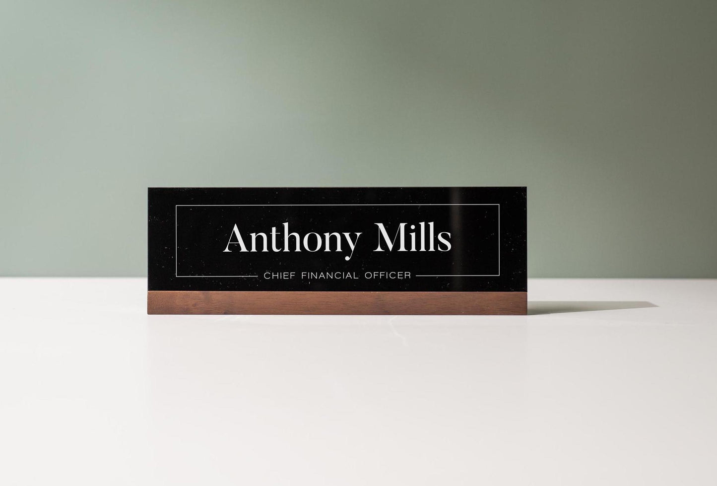 Personalized Acrylic Name Block (D9) - w/ Optional Wooden Base, Modern Manager Executive Desk CEO Boss Sign, Work Name Job Title Office