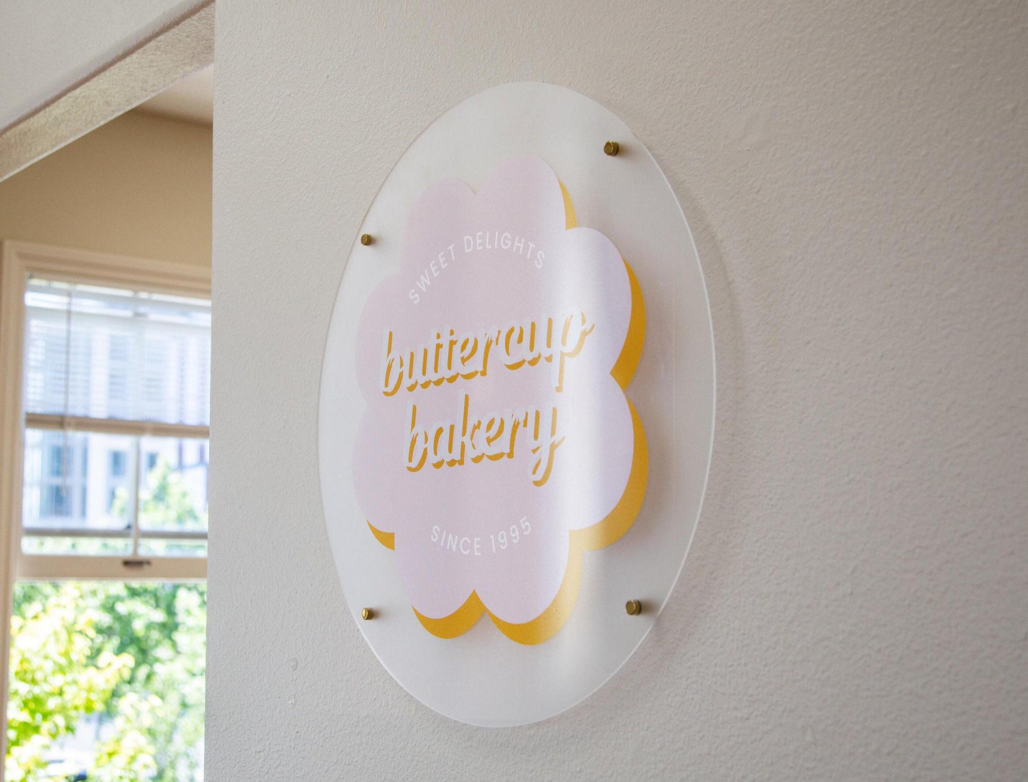 Frosted Round Wall Sign With 4 Holes - Custom Small Business Logo Sign for Beauty Salon Owners, Hair Nail Stylist Makeup Massage Skincare
