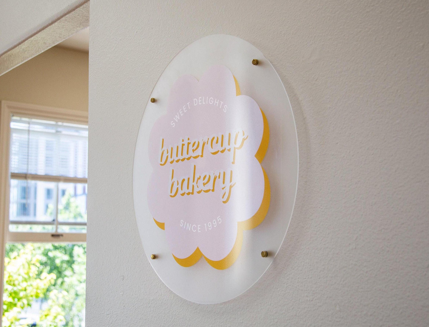 Frosted Round Wall Sign With 4 Holes - Custom Small Business Logo Sign for Beauty Salon Owners, Hair Nail Stylist Makeup Massage Skincare