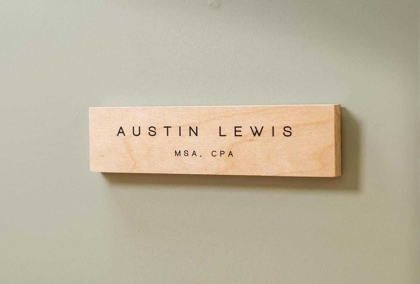 Plywood Wall Sign Name Plate - Personalized Door Office Sign, New Job or Business Decor, Executive Sign, Staff or Teacher Appreciation Gift