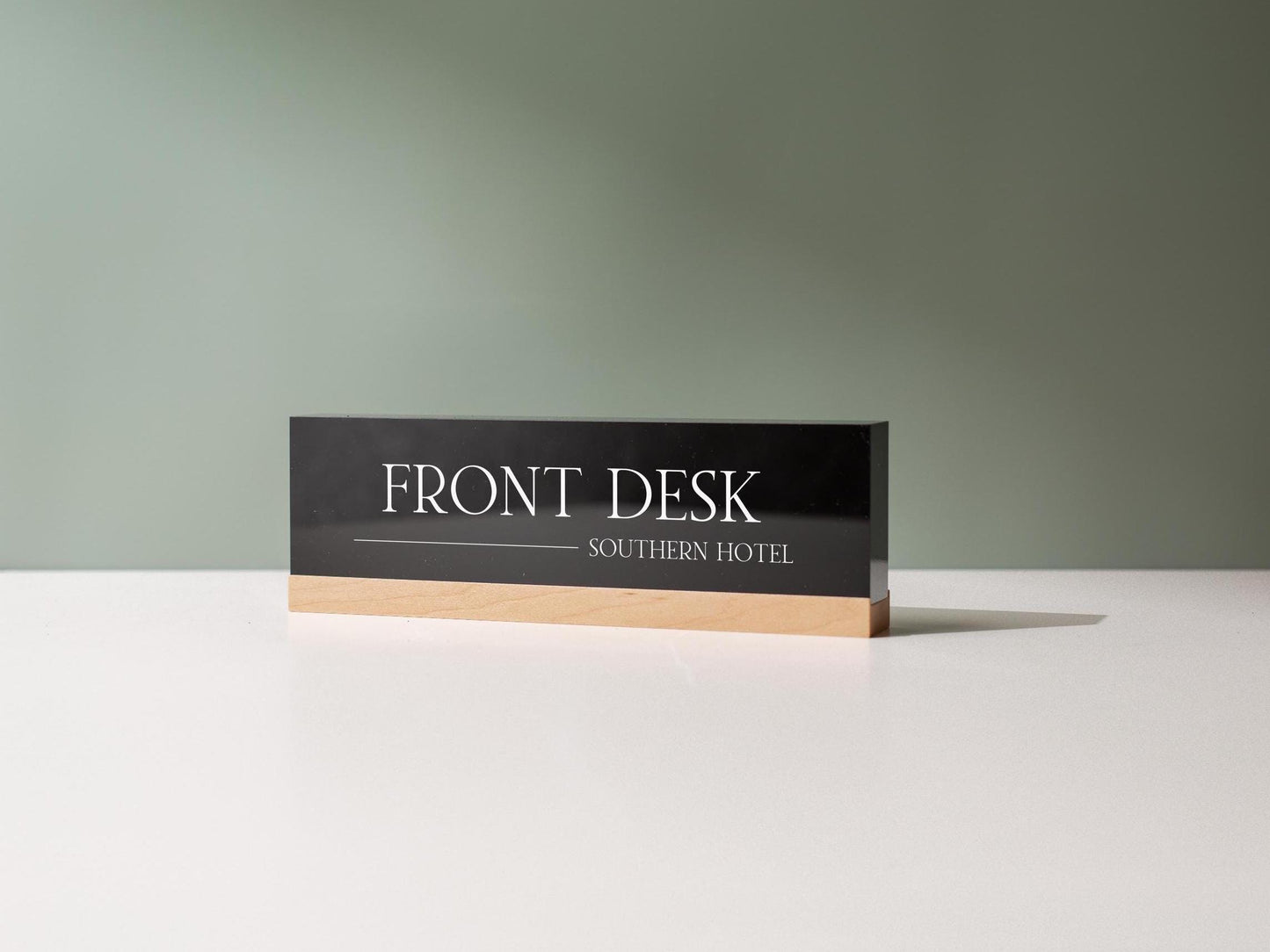 Personalized Acrylic Name Block (D7) - w/ Optional Wooden Base, Executive Desk CEO Sign, Job Office Decor or Promotion Gift