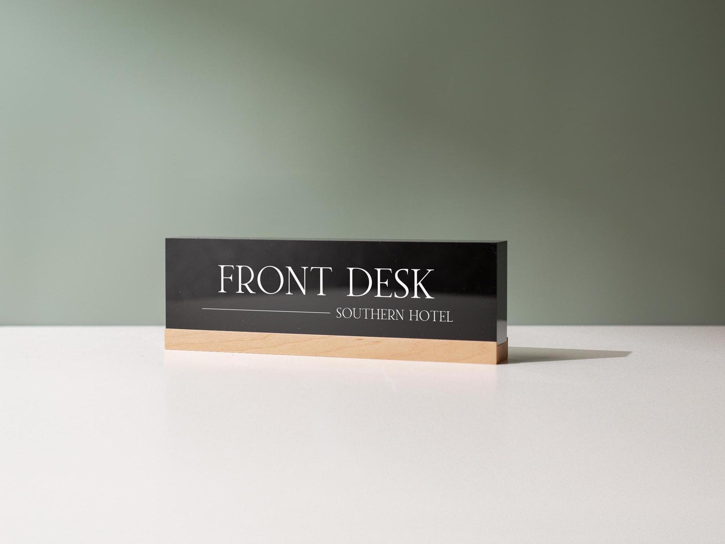 Personalized Acrylic Name Block (D7) - w/ Optional Wooden Base, Executive Desk CEO Sign, Job Office Decor or Promotion Gift