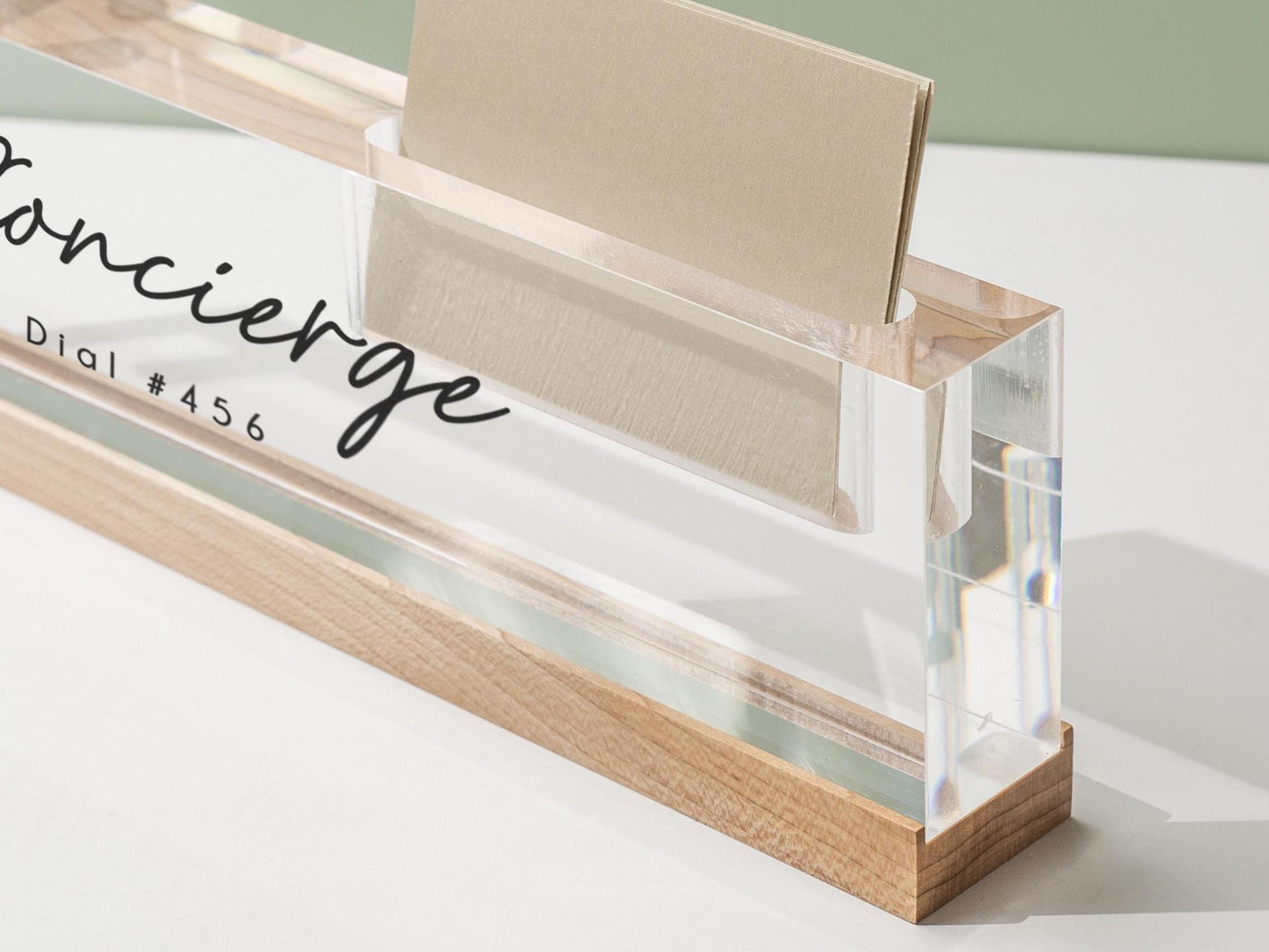 Personalized Acrylic Name Block w/ Slots (D5) - Optional Wood Base, Minimal Executive Teacher Desk Decor, New Job, Desk Name Plate