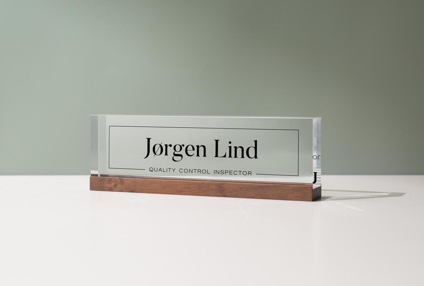 Personalized Acrylic Name Block (D9) - w/ Optional Wooden Base, Modern Manager Executive Desk CEO Boss Sign, Work Name Job Title Office