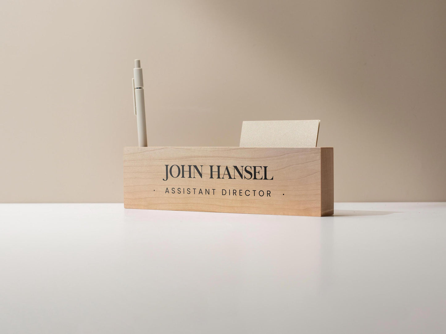 Personalized Wood Name Block w/ Slots (D1) - Minimal Executive Desk CEO Room Table Sign Job Office Decor Teacher Graduation Promotion Gift