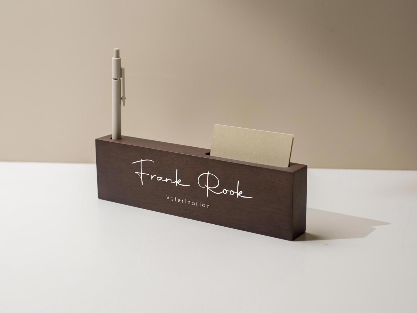 Personalized Wood Name Block w/ Slots (D2) - Minimal Executive Desk CEO Room Table Sign Job Office Decor Teacher Graduation Promotion Gift