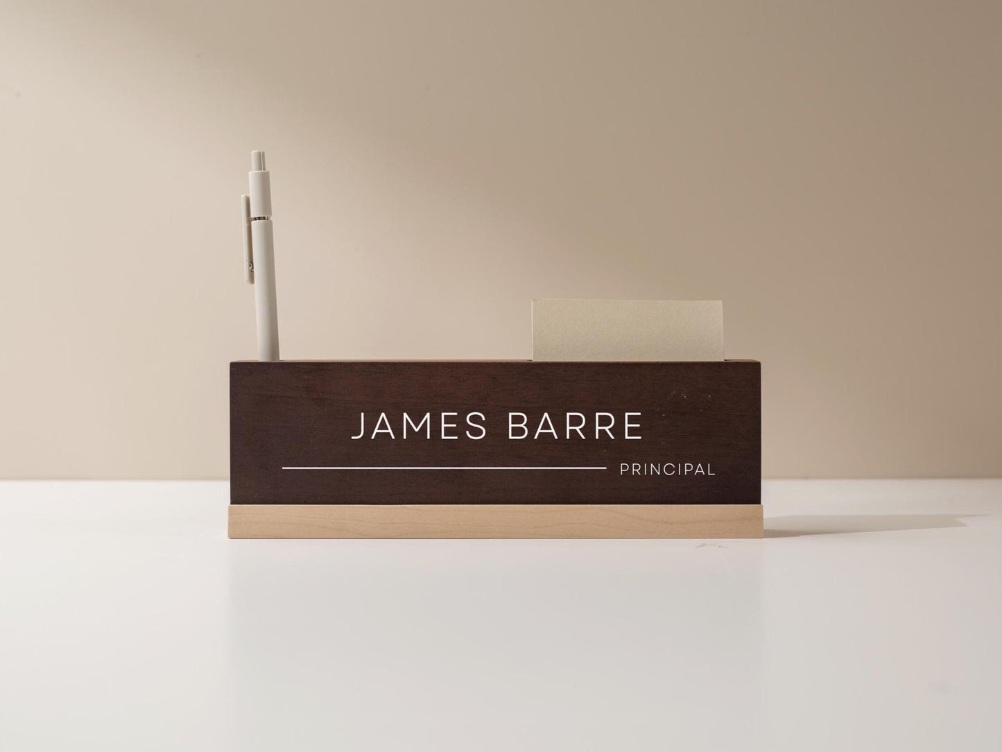 Personalized Wood Name Block w/ Slots (D5) - Minimal Executive Desk CEO Room Table Sign Job Office Decor Teacher Graduation Promotion Gift