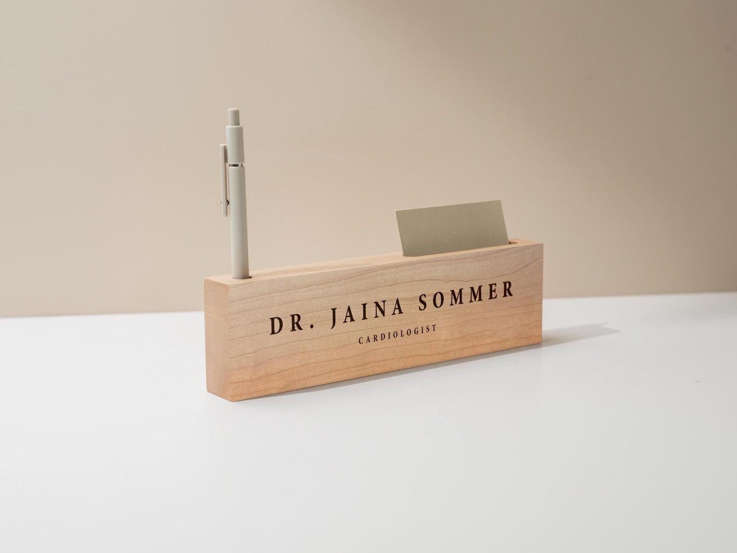 Personalized Wood Name Block w/ Slots (D4) - Minimal Executive Desk CEO Room Table Sign Job Office Decor Teacher Graduation Promotion Gift