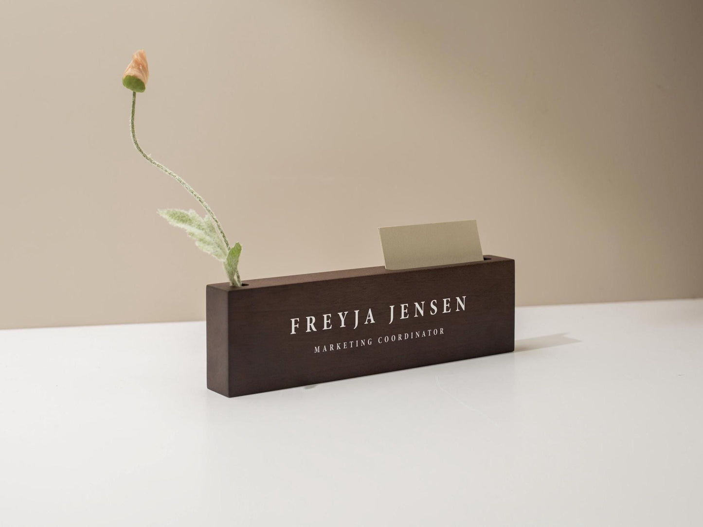 Personalized Wood Name Block w/ Slots (D4) - Minimal Executive Desk CEO Room Table Sign Job Office Decor Teacher Graduation Promotion Gift