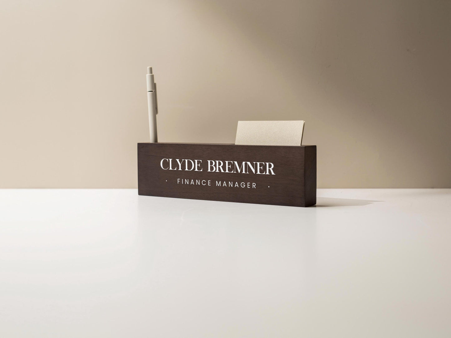 Personalized Wood Name Block w/ Slots (D1) - Minimal Executive Desk CEO Room Table Sign Job Office Decor Teacher Graduation Promotion Gift
