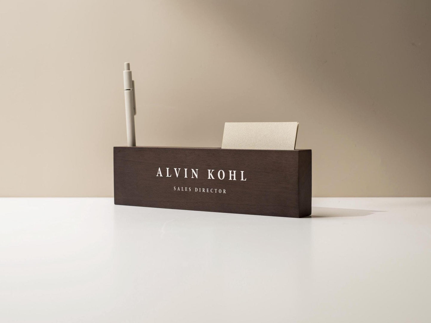 Personalized Wood Name Block w/ Slots (D4) - Minimal Executive Desk CEO Room Table Sign Job Office Decor Teacher Graduation Promotion Gift