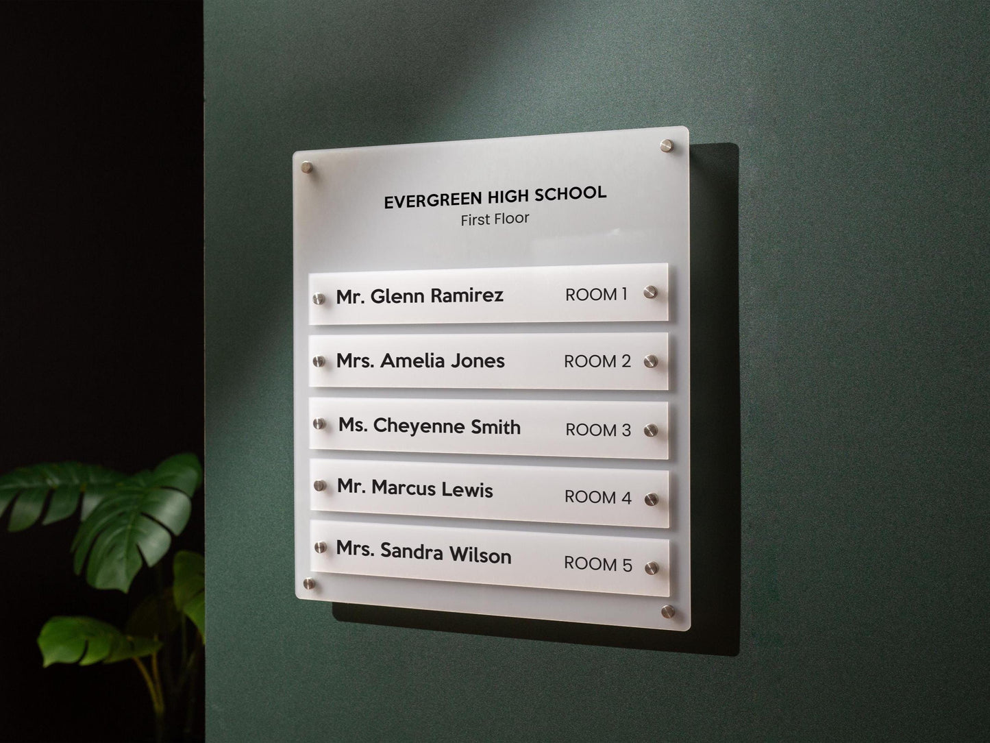 Wall Directory (Wide) - Customizable Large Office Wall Door Building Mounted Business Logo Sign, Job Title Room Signage, Made to Order