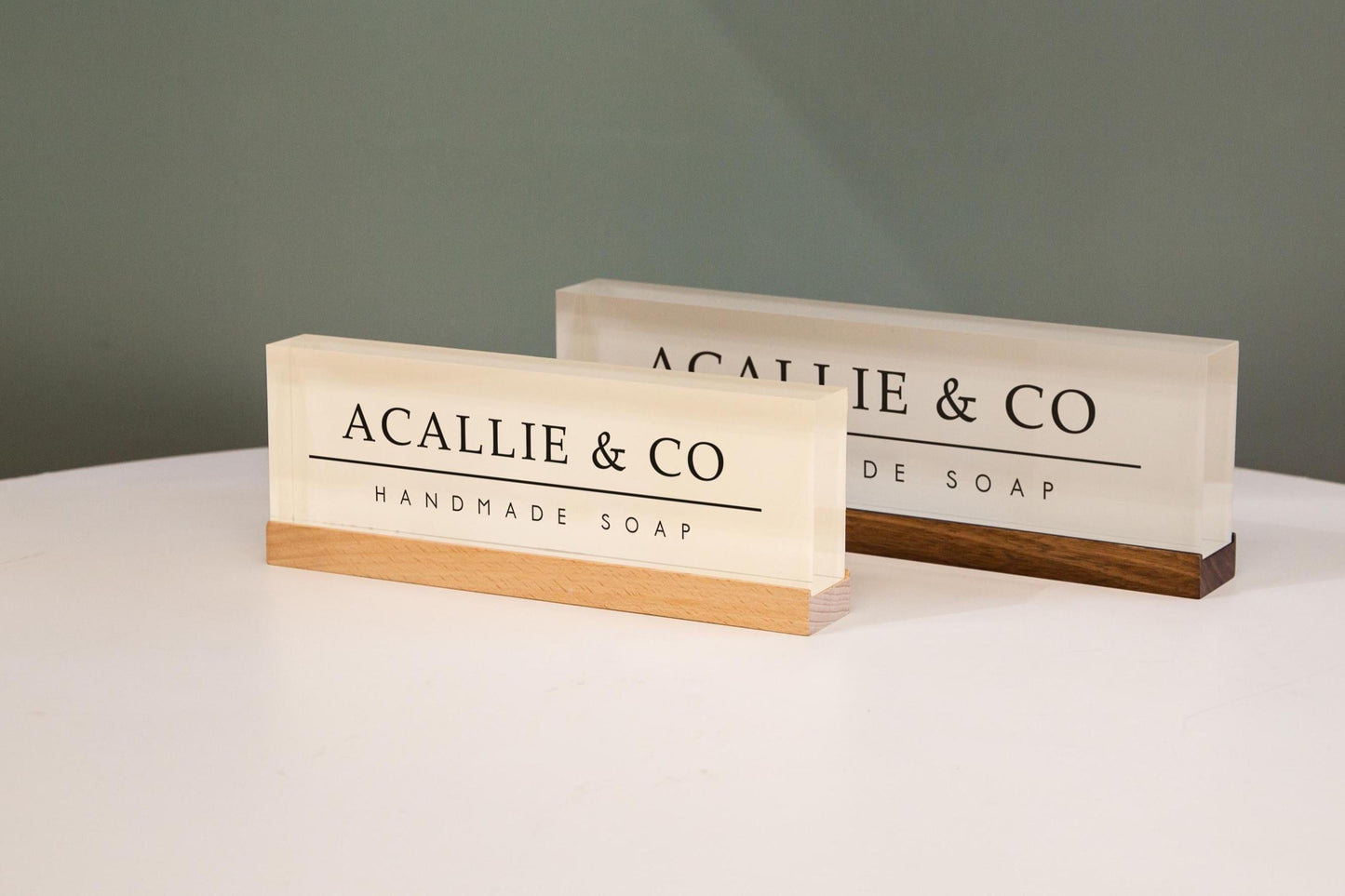 Pastel Acrylic Name Block (D1) - w/ Optional Wooden Base, Minimal Desk Table CEO Sign Job Office Decor Promotion Work Coworker Staff Gifts